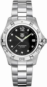 TAG Heuer Aquaracer Quartz Black Diamond Dial Date Stainless Steel Watch # WAF111C.BA0810 (Men Watch)