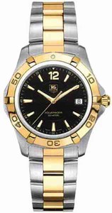 TAG Heuer Aquaracer Quartz Black Dial Date 18K Gold Plated and Stainless Steel Watch # WAF1123.BB0807 (Men Watch)