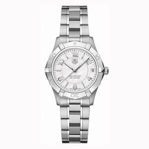 TAG Heuer Aquaracer Quartz Mother of Pearl Dial Date Stainless Steel Watch # WAF1311.BA0817 (Women Watch)