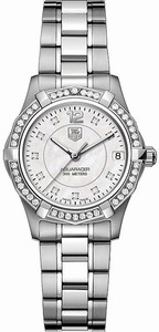 TAG Heuer Aquaracer Quartz Diamond Dial Diamond Bezel Stainless Steel Watch #WAF1313.BA0819 (Women Watch)