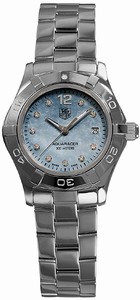 TAG Heuer Aquaracer Quartz Blue Mother of Pearl Diamond Dial Date Stainless Steel Watch #WAF1419.BA0824 (Women Watch)