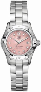 TAG Heuer Aquaracer Quartz Pink Mother of Pearl Diamond Dial Stainless Steel Watch # WAF141A.BA0813 (Women Watch)