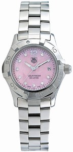 TAG Heuer Aquaracer Quartz Pink Mother of Pearl Diamond Dial Stainless Steel Watch #WAF141A.BA0824 (Women Watch)