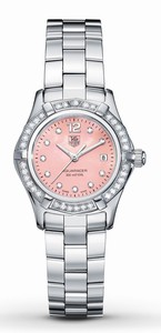 TAG Heuer Aquaracer Quartz Pink Mother of Pearl Diamond Dial Diamond Bezel Stainless Steel Watch # WAF141B.BA0813 (Women Watch)