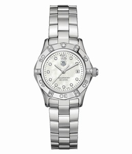 TAG Heuer Aquaracer Quartz Diamond Dial Diamond Bezel Stainless Steel Watch # WAF141G.BA0813 (Women Watch)