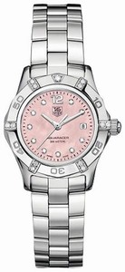 TAG Heuer Aquaracer Quartz Pink Mother of Pearl Diamond Dial Date Diamond Bezel Stainless Steel Watch # WAF141H.BA0813 (Women Watch)