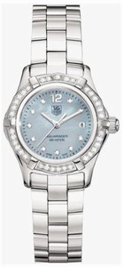 TAG Heuer Quartz Polished Stainless Steel Blue Mother Of Pearl Diamond Dial Polished Stainless Steel Band Watch #WAF141J.BA0813 (Women Watch)