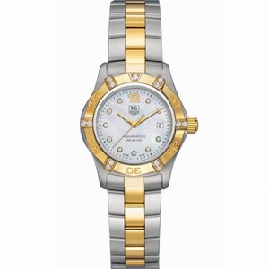 TAG Heuer Quartz Brushed With Polished Stainless Steel And Gold White Mother Of Pearl Diamond Dial Brushed With Polished Stainless Steel And Gold Band Watch #WAF1451.BB0814 (Women Watch)