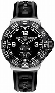 TAG Heuer Quartz Black Dial Brushed Stainless Steel Case With Black Rubber Strap Watch #WAH1010.FT6026