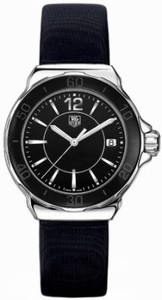 TAG Heuer Quartz Black Dial Ceramic Case With Black Satin Strap Watch #WAH1210.FC6218 (Women Watch)