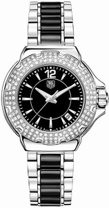 TAG Heuer Formula 1 Quartz Black Dial Date Diamond Bezel Stainless Steel and Black Ceramic Watch #Model : WAH1214.FC6218 (Women Watch)