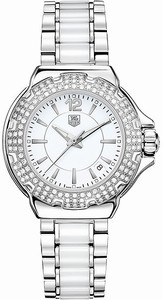 TAG Heuer Formula 1 Quartz White Dial Date Diamond Bezel Stainless Steel and White Ceramic Watch #WAH1215.BA0861 (Women Watch)