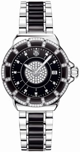 TAG Heuer Quartz Brushed Stainless Steel Black With Diamonds Dial Stainless Steel And Black Ceramic Band Watch #WAH1219.BA0859 (Women Watch)