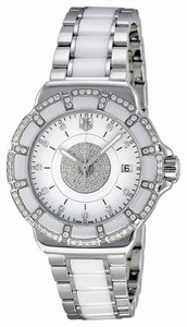 TAG Heuer Battery Operated Quartz Polished Steel White Diamond Dial Stainless Steel And White Ceramic Band Watch #WAH121D.BA0861 (Women Watch)