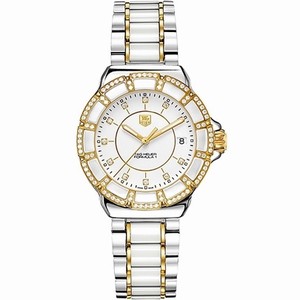 TAG Heuer Quartz White Dial Gold And Ceramic Case With Gold And Stainless Steel Bracelet Watch #WAH1221.BA0865 (Women Watch)
