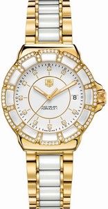 TAG Heuer Battery Operated Quartz Polished Gold & Ceramic White Diamond Dial Steel/white Ceramic Band Watch #WAH1222.BB0866 (Women Watch)
