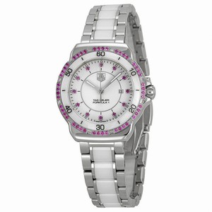 Tag Heuer Formula 1 Quartz White Dial Date Stainless Steel and Ceramic Watch #WAH1319.BA0868 (Women Watch)
