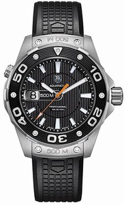 TAG heuer Aquaracer Quartz 500M Date Black Rubber Watch #WAJ1110.FT6015 (Men Watch)