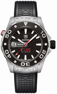 TAG Heuer Aquaracer Automatic Date 500 Meter Water Resistant Team USA Black Rubber Watch #WAJ2118.FT6015 (Men Watch)