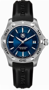 TAG Heuer Quartz Brushed And Polished Stainless Steel Blue Dial Black Rubber Band Watch #WAP1112.FT8010 (Men Watch)