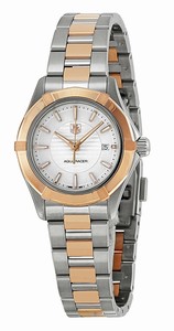 TAG Heuer Aquaracer Quartz White Dial Date Stainless Steel and Rose Gold Watch #WAP1450.BD0837 (Women Watch)