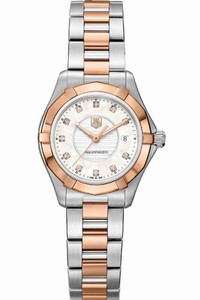 TAG Heuer Aquaracer Quartz 11 Diamonds Dial Stainless Steel and Rose Gold Watch #WAP1451.BD0837 (Women Watch)
