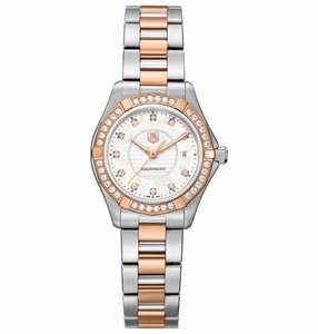 TAG Heuer Aquaracer Quartz 11 Diamonds Dial Stainless Steel and Rose Gold Watch #WAP1452.BD0837 (Women Watch)
