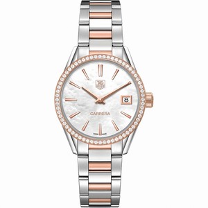 TAG Heuer Quartz White Mother of Pearl Dial Date 18k Rose Gold and Stainless Steel Watch# WAR1353.BD0779 (Women Watch)