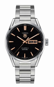 TAG Heuer Carrera Automatic Calibre 5 Black Opalin Day Date Stainless Steel Watch #WAR201C.BA0723 (Men Watch)