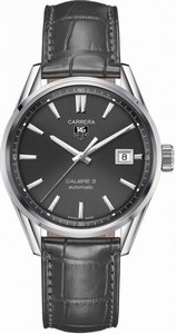TAG Heuer Carrera Automatic Calibre 5 Anthracite Dial Date Leather Watch #WAR211C.FC6336 (Men Watch)