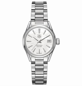 TAG Heuer Carrera Automatic Mother of Pearl Dial Date Stainless Steel Watch# WAR2411.BA0776 (Women Watch)