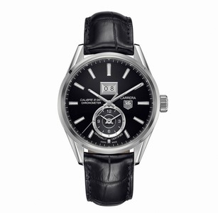TAG Heuer Automatic Calibre 8 Black Dial Stainless Steel Case With Black Leather Strap Watch #WAR5010.FC6266 (Men Watch)