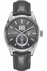 TAG Heuer Automatic Calibre 8 Gray Dial Stainless Steel Case With Black Leather Strap Watch #WAR5012.FC6326 (Men Watch)