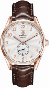 TAG Heuer Carrera Automatic Small Second Hand Date 18ct Rose Gold Bezel Brown Leather Watch #WAS2140.FC8176 (Men Watch)