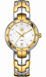 TAG Heuer Battery Operated Quartz Movement Polished Stainless Steel With 18k Yellow Gold White Mother Of Pearl Diamond Dial Polished Stainless Steel With 18k Yellow Gold Band Watch #WAT1351.BB0957 (Women Watch)