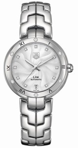 TAG Heuer Self Winding Automatic Movement Polished Stainless Steel Silver Guilloche Diamond Dial Polished Stainless Steel Band Watch #WAT2312.BA0956 (Women Watch)