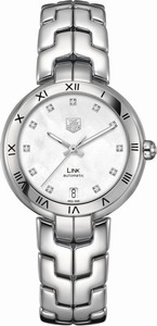 TAG Heuer Self Winding Automatic Movement Polished Stainless Steel White Mother Of Pearl Diamond Dial Polished Stainless Steel Band Watch #WAT2315.BA0956 (Women Watch)