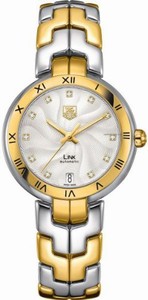 TAG Heuer Self Winding Automatic Movement Polished Stainless Steel With 18k Yellow Gold Silver Guilloche Diamond Dial Polished Stainless Steel With 18k Yellow Gold Band Watch #WAT2350.BB0957 (Women Watch)