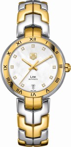 TAG Heuer Self Winding Automatic Movement Polished Stainless Steel With 18k Yellow Gold & Bracelet White Mother Of Pearl Diamond Dial Polished Stainless Steel With 18k Yellow Gold Case & Bracelet Band Watch #WAT2351.BB0957 (Women Watch)