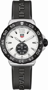 TAG Heuer Quartz Brushed Stainless Steel White Dial Black Rubber Band Watch #WAU1111.FT6024 (Men Watch)