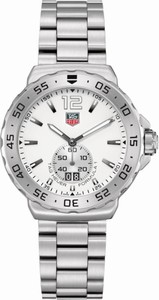 TAG Heuer Quartz Brushed Stainless Steel White Dial Brushed Stainless Steel Band Watch #WAU1113.BA0858 (Men Watch)