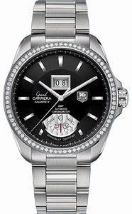 TAG Heuer Grand Carrera Automatic C.O.S.C GMT Diamond Bezel Stainless Steel Watch #WAV5115.BA0901 (Men Watch)