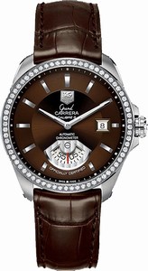TAG Heuer Grand Carrera Automatic Chronometer Date Diamond Bezel Brown Leather Watch #WAV511E.FC6230 (Men Watch)
