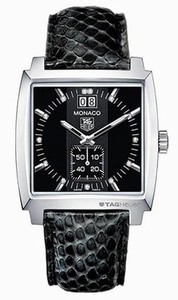 TAG Heuer Quartz Black Dial Stainless Steel With Black Leather Strap Watch #WAW1310.FC6126 (Men Watch)