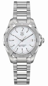 TAG Heuer Aquaracer Quartz Mother Of Pearl Dial Date Stainless Steel Watch #WAY1312.BA0915 (Women Watch)