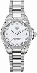 TAG Heuer Aquaracer Quartz Mother Of Pearl Dial Date Stainless Steel Watch #WAY1313.BA0915 (Women Watch)