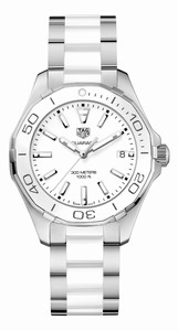 TAG Heuer Aquaracer Quartz Date Stainless Steel and White Ceramic Watch# WAY131B.BA0914 (Women Watch)