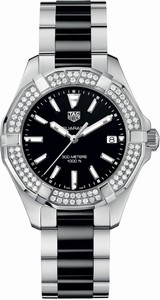 TAG Heuer Aquaracer Quartz Date Diamond Bezel Stainless Steel and Black Ceramic Watch# WAY131E.BA0913 (Women Watch)