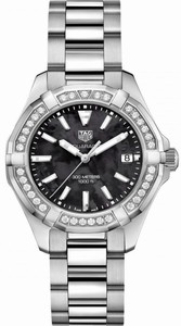 TAG Heuer Aquaracer Quartz Black Mother of Pearl Dial Diamond Bezel Stainless Steel Watch# WAY131P.BA0748 (Women Watch)