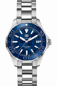 TAG Heuer Aquaracer Quartz Blue Mother of Pearl Dial Date Ceramic Bezel Stainless Steel Watch# WAY131S.BA0748 (Women Watch)